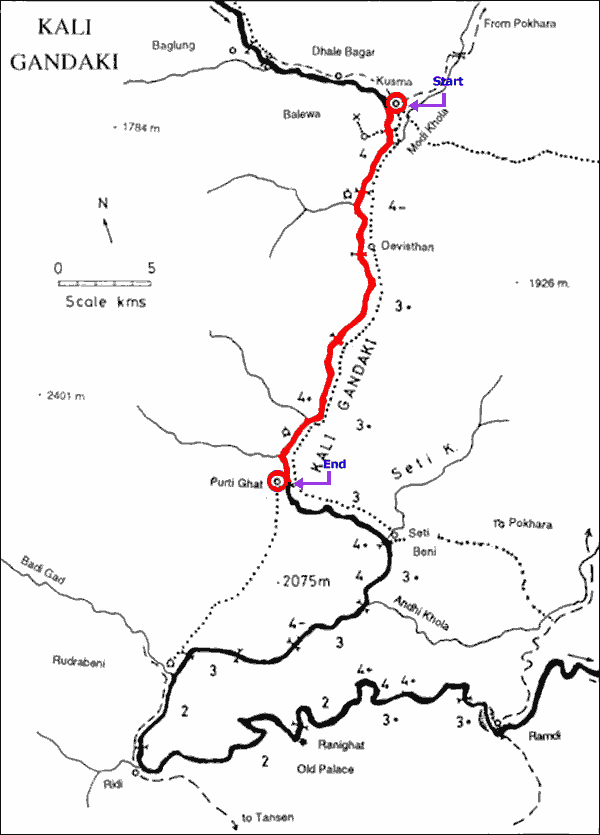 Map of Kali Gandaki River