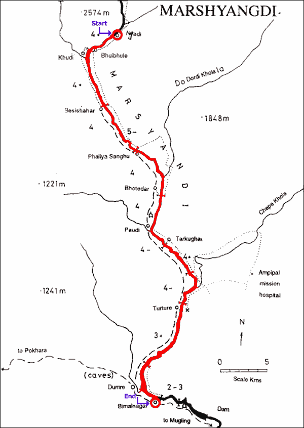Map of Marshyangdi River