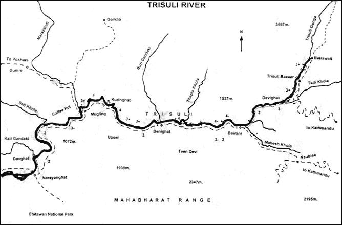 Map of Tishuli River