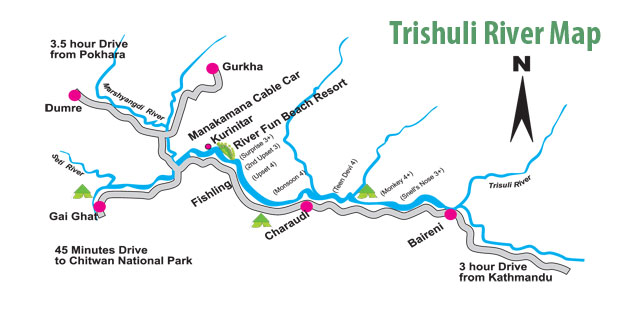 Map of Tishuli River